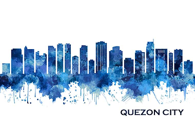Quezon City Skyline Blue