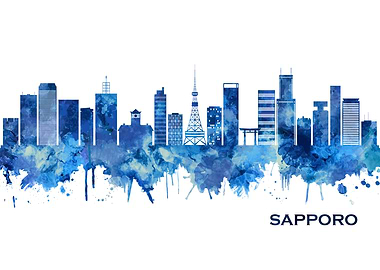 Sapporo Japan Skyline Blue