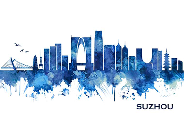 Suzhou China Skyline Blue