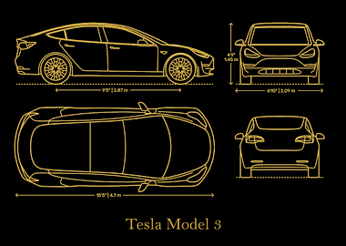 Tesla Model 3 gold