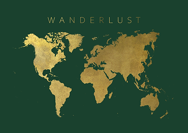 World Map Forest Green