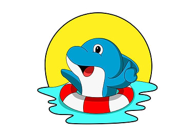 Dolphin Swimming Sun