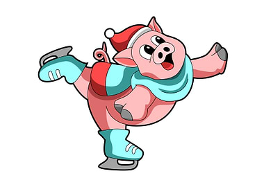 Pig Ice skater Ice skating