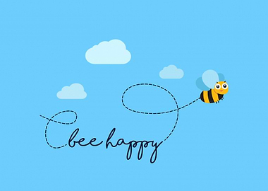 Bee flying bee happy