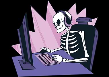 Skeleton Gamer Gaming Life