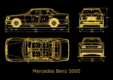 Mercedes Benz 500E gold