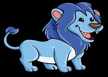 Cute Lion blue colored