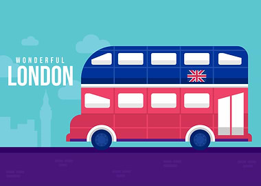 London Bus Pop Art Poster