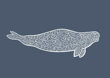 Beluga Whale Ink Art