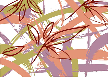 Abstract Leaves Flowers