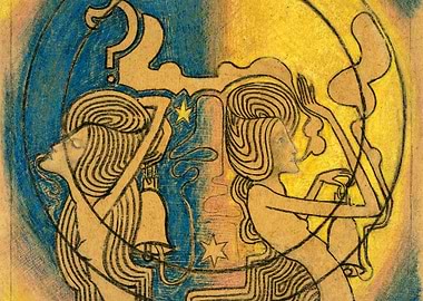 Two stylized female figure