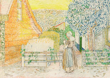 Zeeland girl knitting