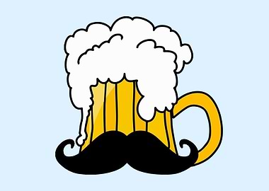 Men beer with moustache