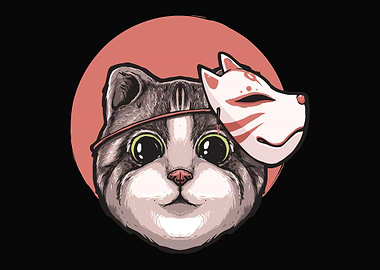 Cute cat kitsune mask