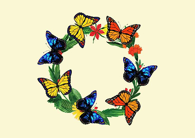 Butterflies on wreath