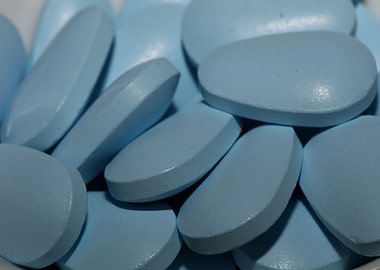 Blue pharmaceutical pills