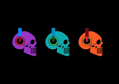 Skull icons with headphone