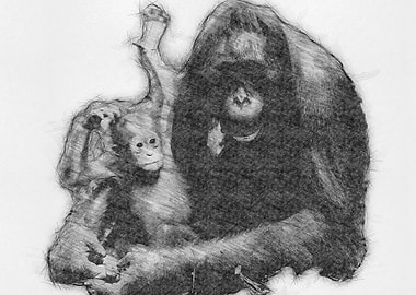 Moneky Sketch Drawing Arts