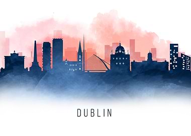 Dublin Blue Red Skyline