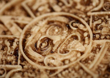 Aztec sun stone close up