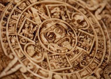 Aztec sun stone close up