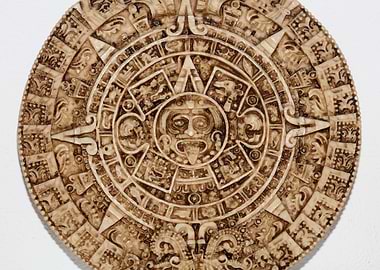 Aztec sun stone close up