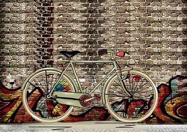 Bicycle on Graffiti Wall