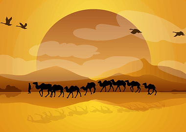 camels in the desert