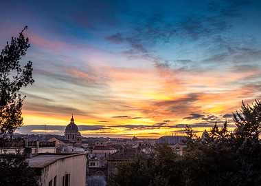 Rome vintage sunset view