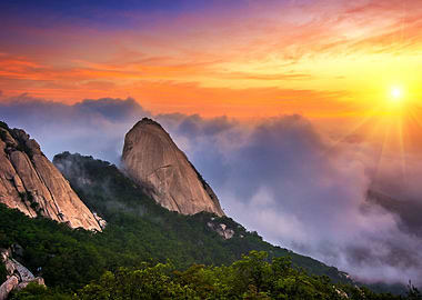 Fuji mountain sunset