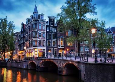 Dusk in City of Amsterdam