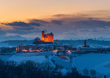 Wine yards castle on top