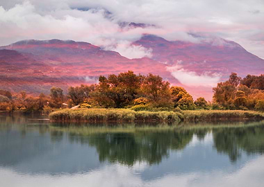 landscape of blue lake