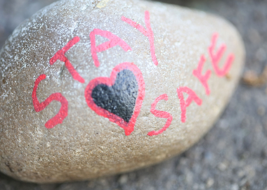 Kids drawing on stones