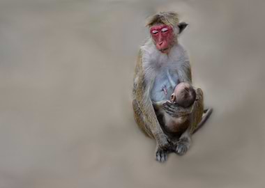 monkey with her baby