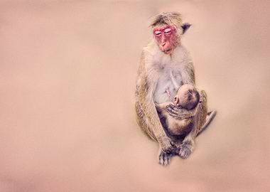 monkey with her baby