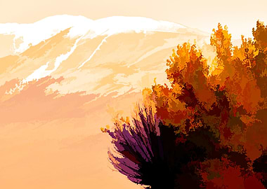 autumn tree in a row