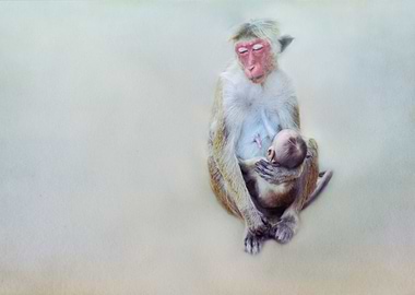 monkey with her baby