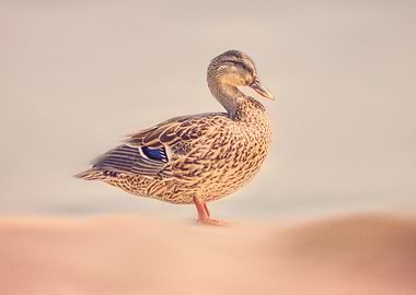 duck on rock at lake