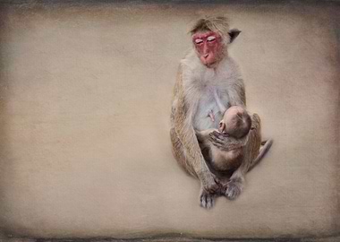 monkey with her baby