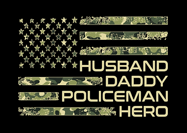 Policeman Camo US Flag Dad