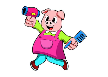 Pig Hairdresser Hairdryer