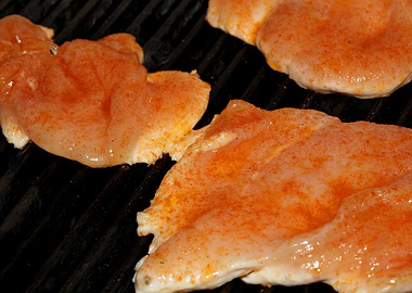 Meat baking on Greek grill