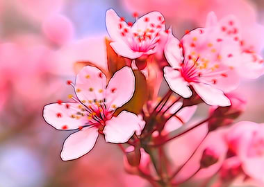 pink flowers on the tree