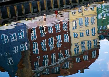 Old houses reflection