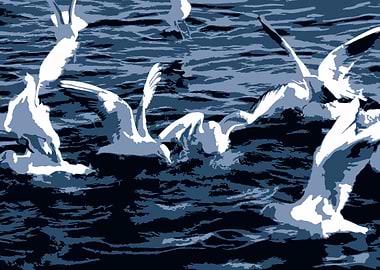 seagull flying on sea