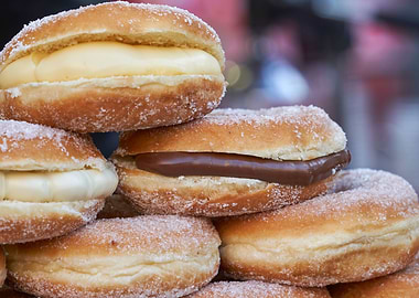 cream and chocolate donuts