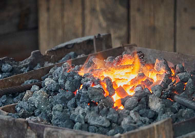 blacksmith works red hot