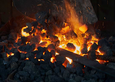 blacksmith works red hot