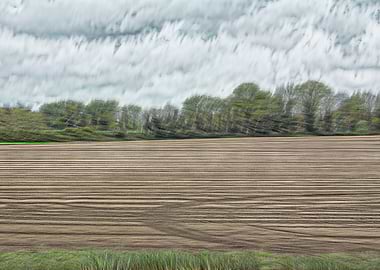 cultivated field and cloud